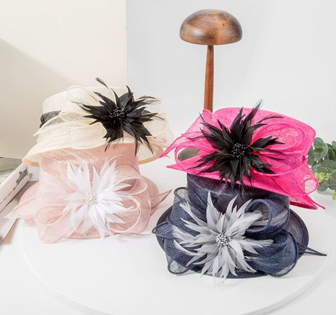 Small Brim Two Tone Sinamay Dressy Church Derby Hat Light Weight