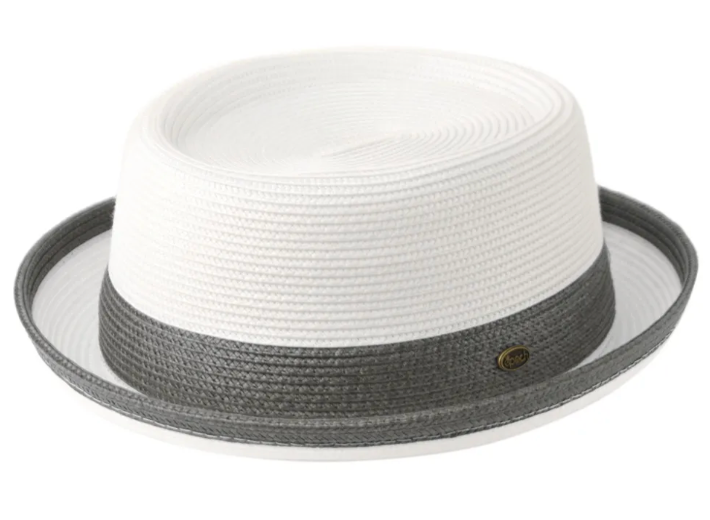 Two Tone Pork Pie Summer Men's Poly Braid Beach Dressy Small Brim Hat with an Adjustable Drawstring L2809