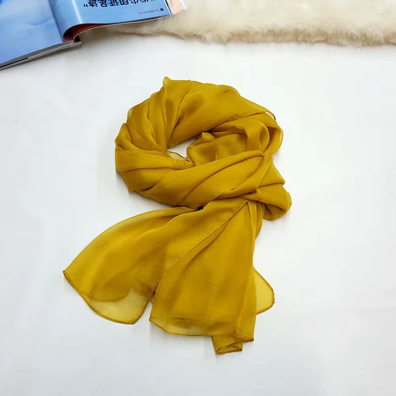 Women's 100% Silk Solid Color Light Weight Scarf Shawl